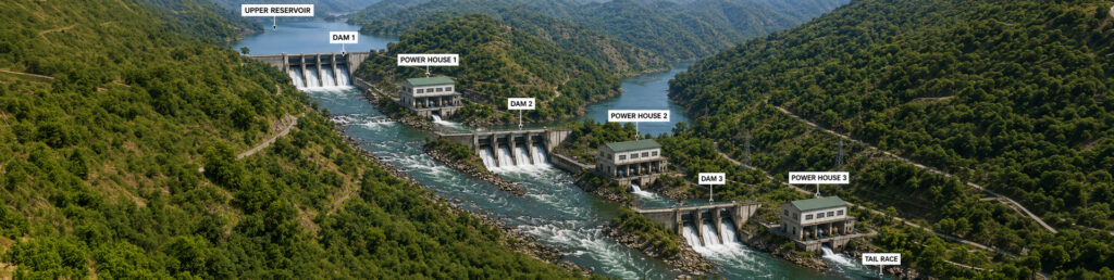 Cascaded hydro power plants